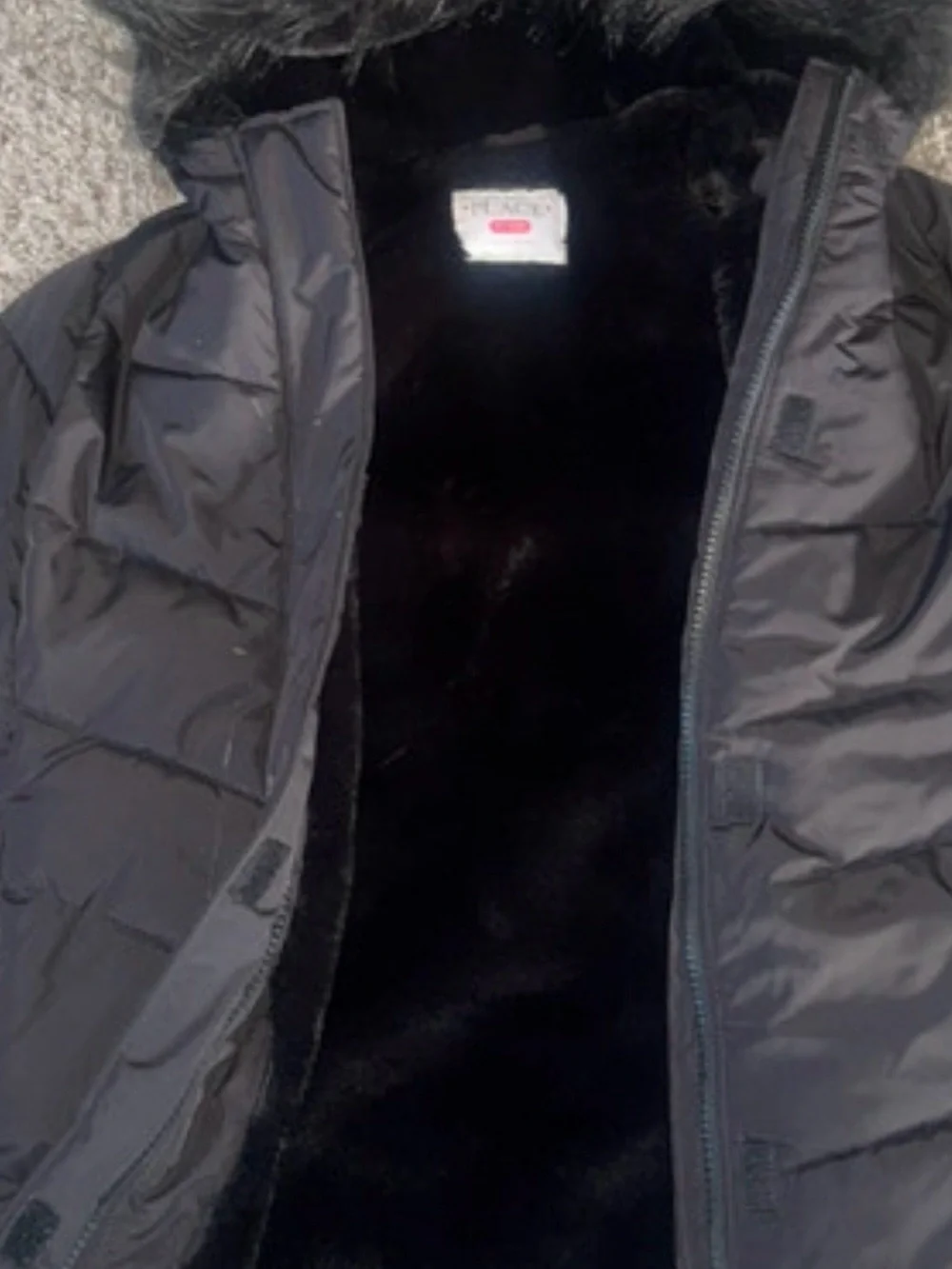 The Children's Place Black Puffer Coat with Faux-Fur Hood